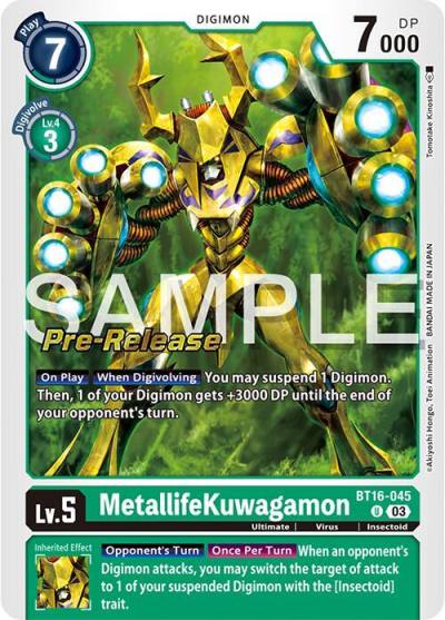 MetallifeKuwagamon BT16-045 U Beginning Observer Pre-Release Cards Digimon card