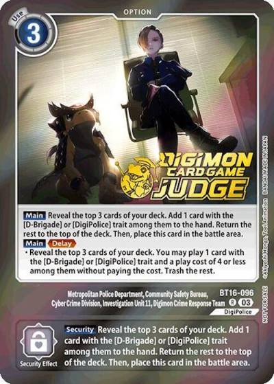 Metropolitan Police Department Community Safety Bureau Cyber Crime Division Judge Pack 6 BT16-096 R Beginning Observer Digimon card