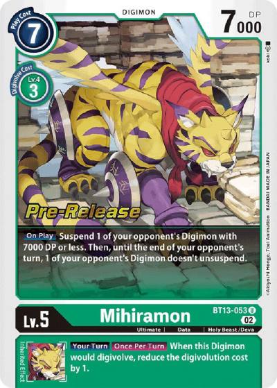 Mihiramon BT13-053 U Versus Royal Knights Pre-Release Cards Digimon card