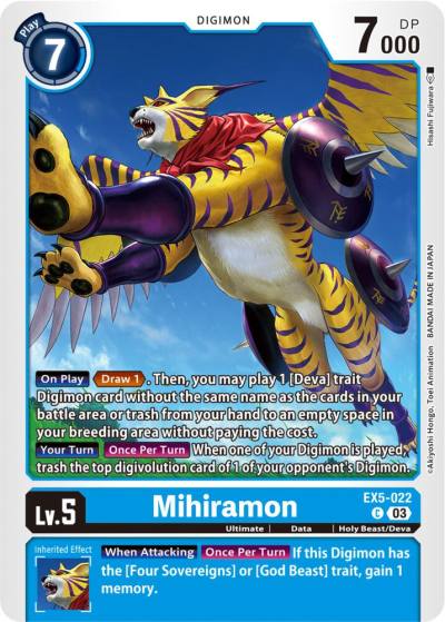 Mihiramon EX5-022 C Animal Colosseum Digimon card
