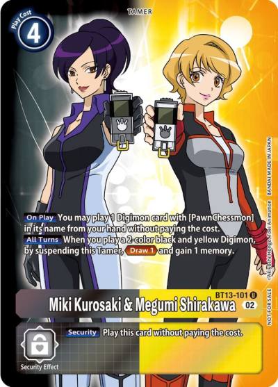 Miki Kurosaki and Megumi Shirakawa Box Topper BT13-101 U Versus Royal Knights Digimon card