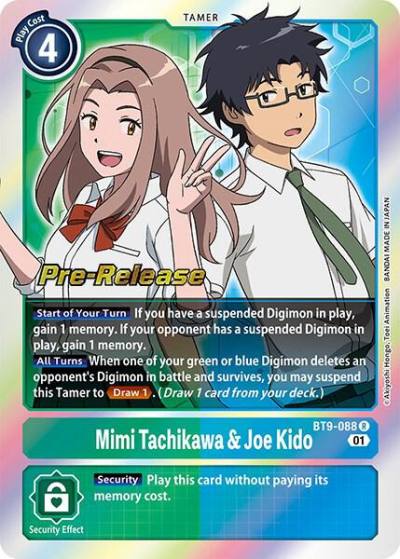 Mimi Tachikawa and Joe Kido BT9-088 R X Record Pre-Release Cards Digimon card