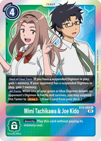 Mimi Tachikawa and Joe Kido BT9-088 R X Record Digimon card