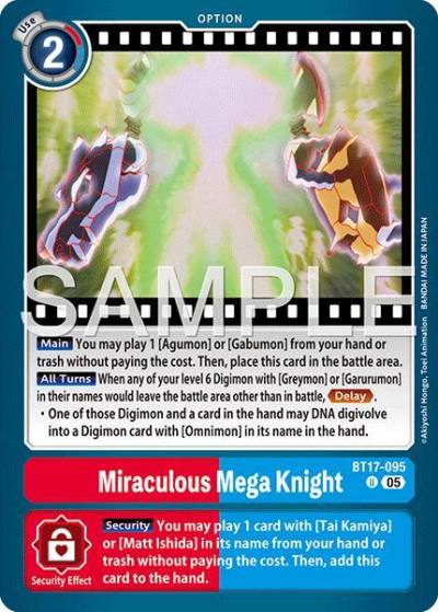 Miraculous Mega Knight Reprint BT17-095 U Advanced Booster Digimon Generation Digimon card