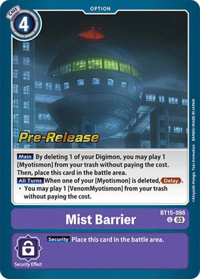 Mist Barrier BT15-098 U Exceed Apocalypse Pre-Release Cards Digimon card