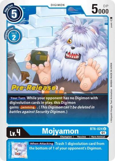 Mojyamon BT6-024 U Double Diamond Pre-Release Cards Digimon card