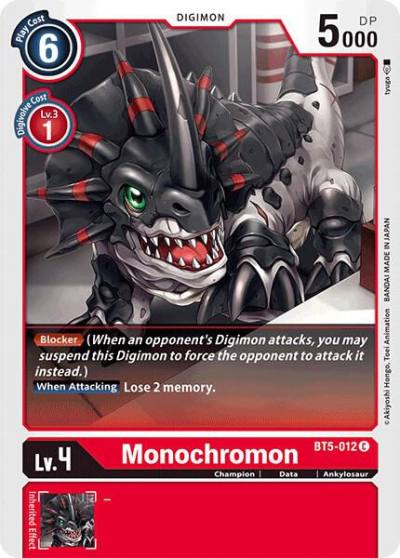 Monochromon BT5-012 C Battle of Omni Digimon card