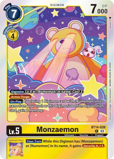 Monzaemon BT14-039 R Blast Ace Digimon card