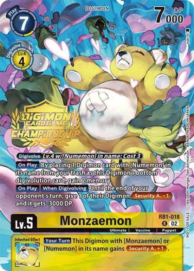 Monzaemon Championship 2024 Tamers Pack RB1-018 R Resurgence Booster Digimon card
