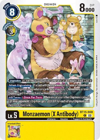 Monzaemon X Antibody BT15-040 C Exceed Apocalypse Digimon card