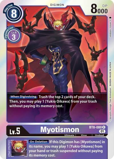 Myotismon BT8-080 R New Awakening Digimon card