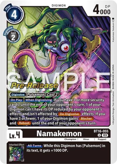Namakemon BT16-055 U Beginning Observer Pre-Release Cards Digimon card