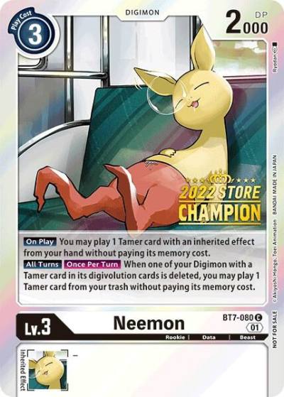 Neemon 2022 Store Champion BT7-080 C Next Adventure Digimon card