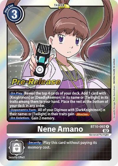 Nene Amano BT10-092 R Xros Encounter Pre-Release Cards Digimon card