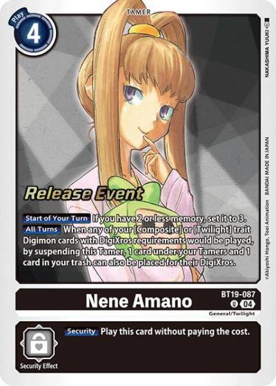Nene Amano BT19-087 U Release Special Booster 2.0 Celebration Event Cards Digimon card