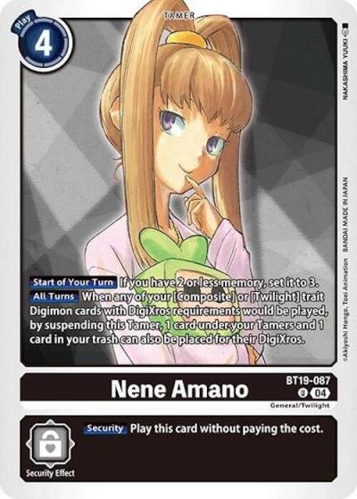 Nene Amano BT19-087 U Release Special Booster 2.0 Digimon card