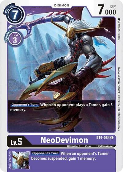 NeoDevimon BT4-084 C Great Legend Digimon card