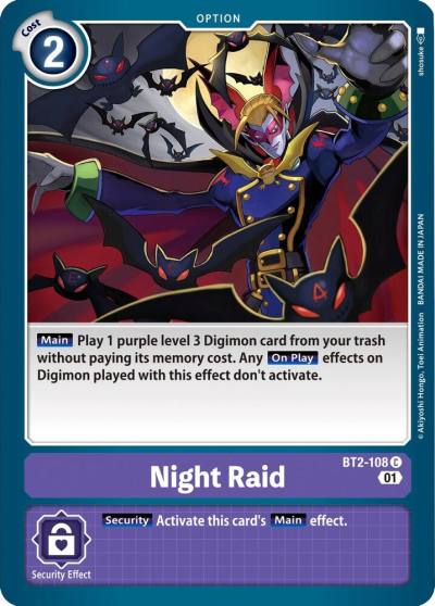 Night Raid Parallel Rare BT2-108 C Starter Deck 10: Parallel World Tactician Digimon card