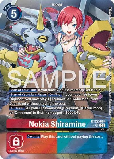 Nokia Shiramine Alternate Art BT22-084 SR Cyber Eden Digimon card