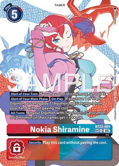 Nokia Shiramine SP BT22-084 SR Cyber Eden Digimon card