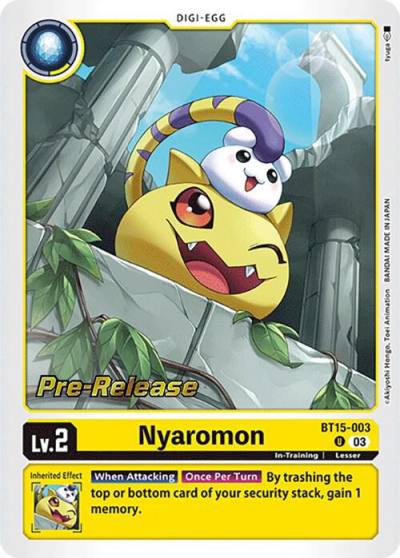 Nyaromon BT15-003 U Exceed Apocalypse Pre-Release Cards Digimon card
