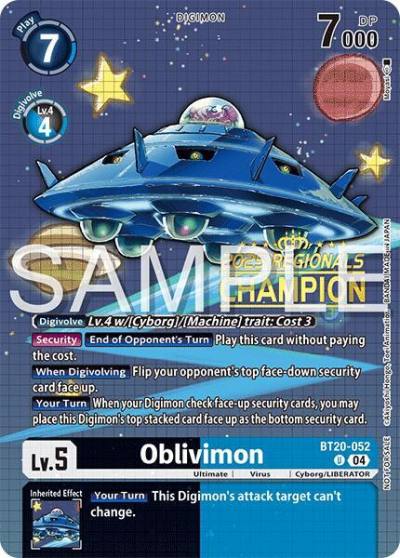 Oblivimon Regionals 25 26 Season 2 Champion BT20-052 U Release Special Booster 2.0 Digimon card