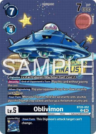 Oblivimon Regionals 25 26 Season 2 Finalist BT20-052 U Release Special Booster 2.0 Digimon card