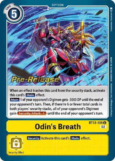 Odins Breath BT13-106 U Versus Royal Knights Pre-Release Cards Digimon card