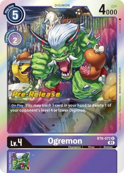 Ogremon BT6-072 R Double Diamond Pre-Release Cards Digimon card