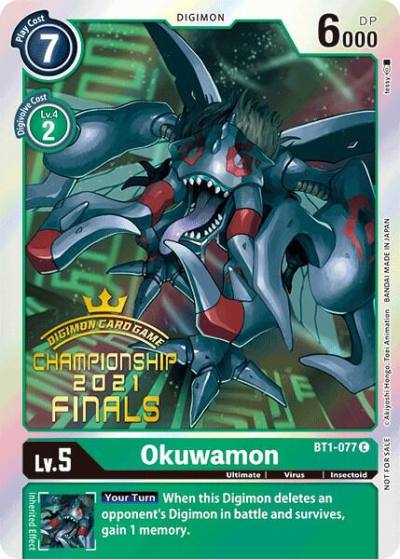 Okuwamon 2021 Championship Finals Event Pack Alt Art Gold Stamp Set BT1-077 C Release Special Booster 1.0 Digimon card