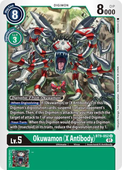 Okuwamon X Antibody BT9-052 U X Record Digimon card