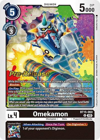 Omekamon BT15-060 U Exceed Apocalypse Pre-Release Cards Digimon card