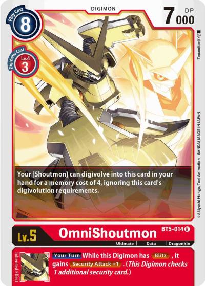 OmniShoutmon BT5-014 R Battle of Omni Digimon card