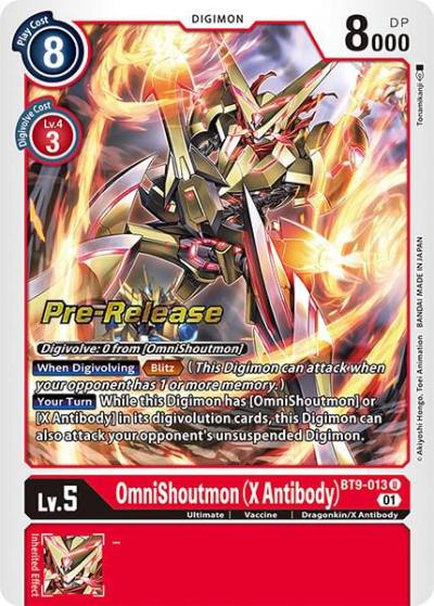 OmniShoutmon X Antibody BT9-013 U X Record Pre-Release Cards Digimon card