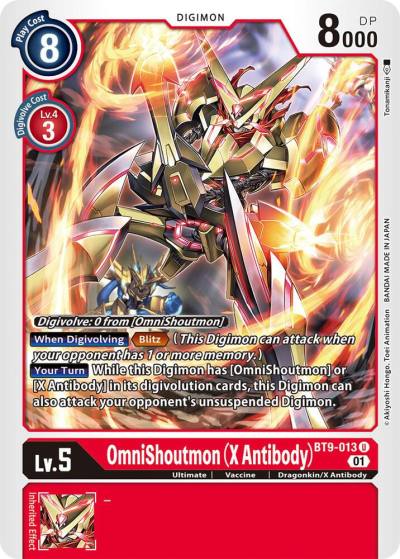 OmniShoutmon X Antibody BT9-013 U X Record Digimon card
