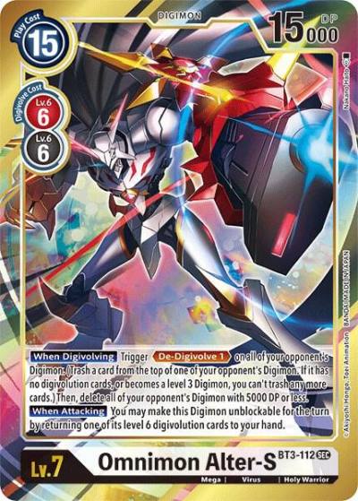 Omnimon Alter S Secret Rare Alternate Art BT3-112 SEC Release Special Booster 1.5 Digimon card