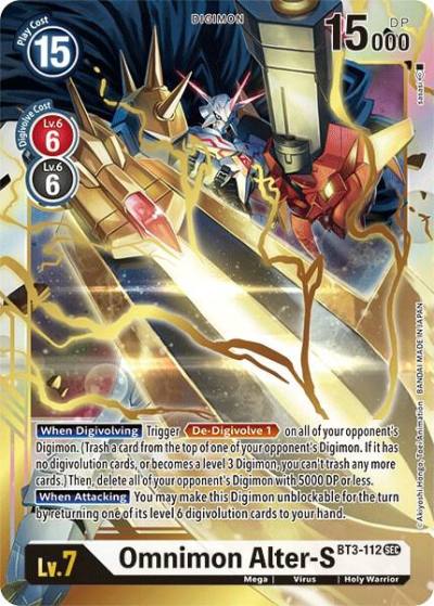 Omnimon Alter S Secret Rare BT3-112 SEC Release Special Booster 1.5 Digimon card