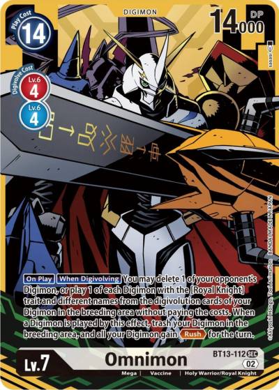 Omnimon Alternate Art BT13-112 SEC Versus Royal Knights Digimon card