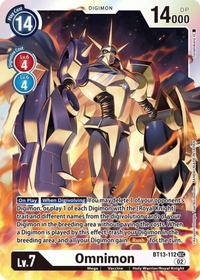 Omnimon BT13-112 SEC Versus Royal Knights Digimon card