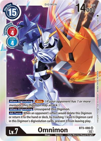 Omnimon Resurgence Booster Reprint BT5-086 SR Resurgence Booster Digimon card