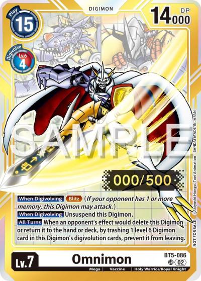 Omnimon Serial Numbered BT5-086 SR Battle of Omni Digimon card