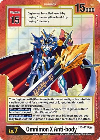 Omnimon X Anti body Alternate Art BT5-111 SEC Battle of Omni Digimon card