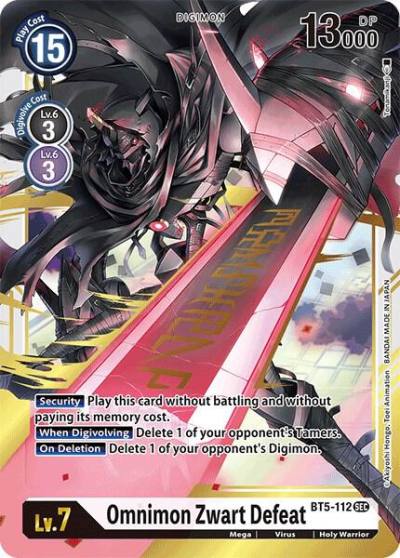 Omnimon Zwart Defeat BT5-112 SEC Battle of Omni Digimon card