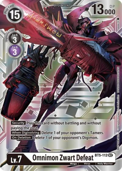 Omnimon Zwart Defeat Silver Alternate Art BT5-112 SEC Alternative Being Booster Digimon card
