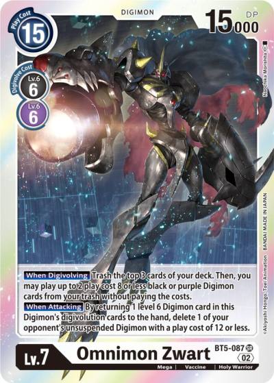 Omnimon Zwart Resurgence Booster Reprint BT5-087 SR Resurgence Booster Digimon card