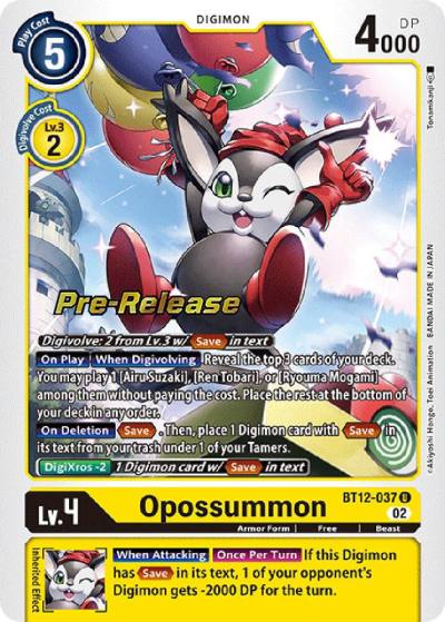 Opossummon BT12-037 U Across Time Pre-Release Cards Digimon card