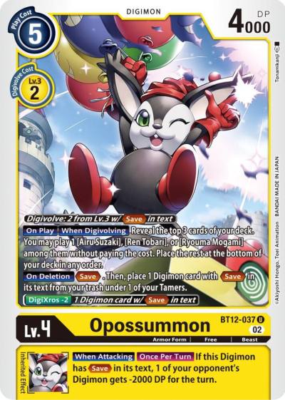 Opossummon BT12-037 U Across Time Digimon card