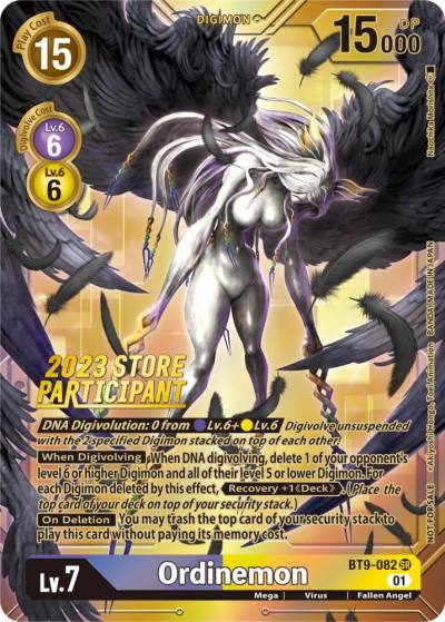 Ordinemon 2023 Store Participant BT9-082 SR X Record Digimon card
