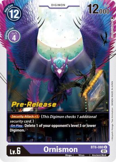 Ornismon BT6-080 U Double Diamond Pre-Release Cards Digimon card