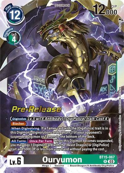 Ouryumon BT15-067 R Exceed Apocalypse Pre-Release Cards Digimon card